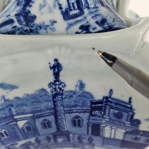 Genuine Victoria Ware Ironstone Flow Blue And White Large Teapot - Picture 11 of 15